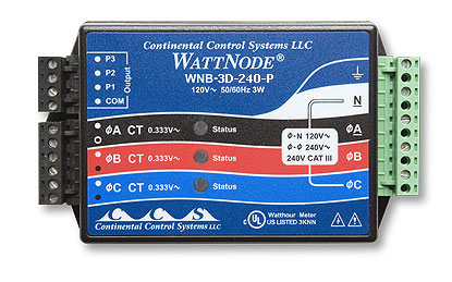 WattNode 208/240 VAC 3相制千瓦時(shí)變換器 T-WNB-3D-240